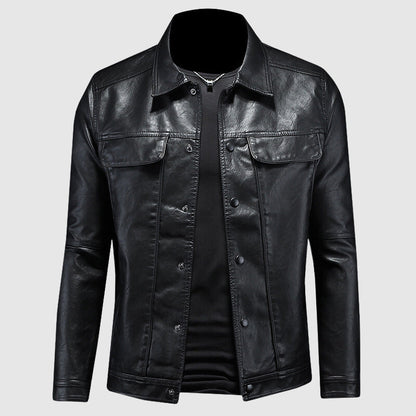 Lederjacke – zum Knöpfen – Taschen – Bikerjacke – Herrenlederjacke-Chaps Herrenmode