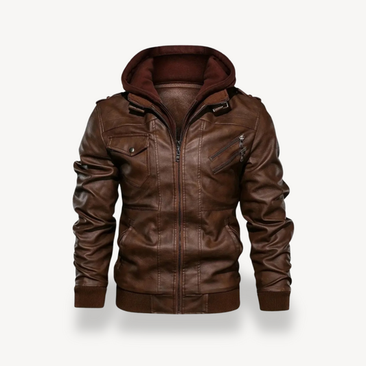 Lederjacke mit Kapuze für Herren | Loravelle 0