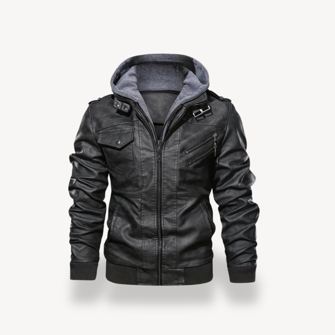 Lederjacke mit Kapuze für Herren | Loravelle 2