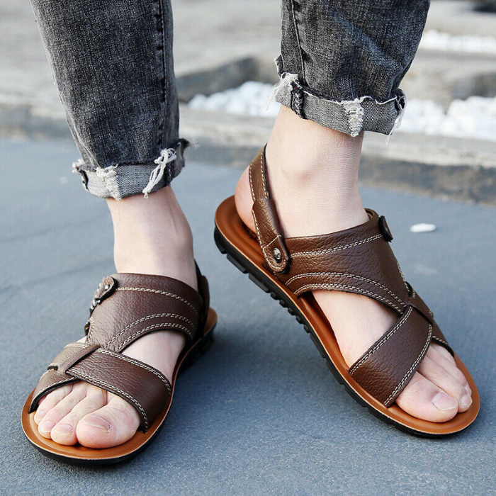 Herren Sandalen Ergonomisch Orthopädisch Leder - BerlinGlamour