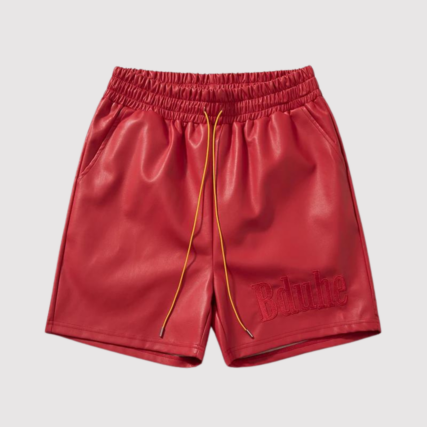 Ledershorts - Kordelzug - Elastische Taille - Shorts für Männer - Männerkleidung-Rot-M-Chaps Herrenmode