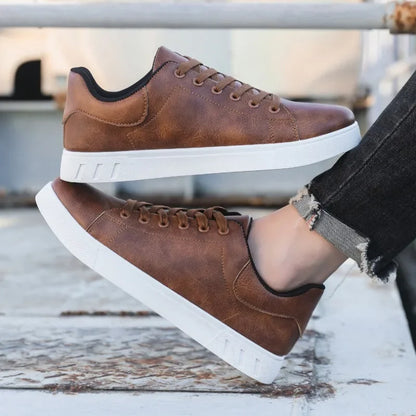 Herren Ledersneaker Lässig Schnürsenkel Trendy - BerlinGlamour