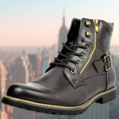 Herren Lederstiefel Rutschfest für Biker Motard Stiefel - BerlinGlamour