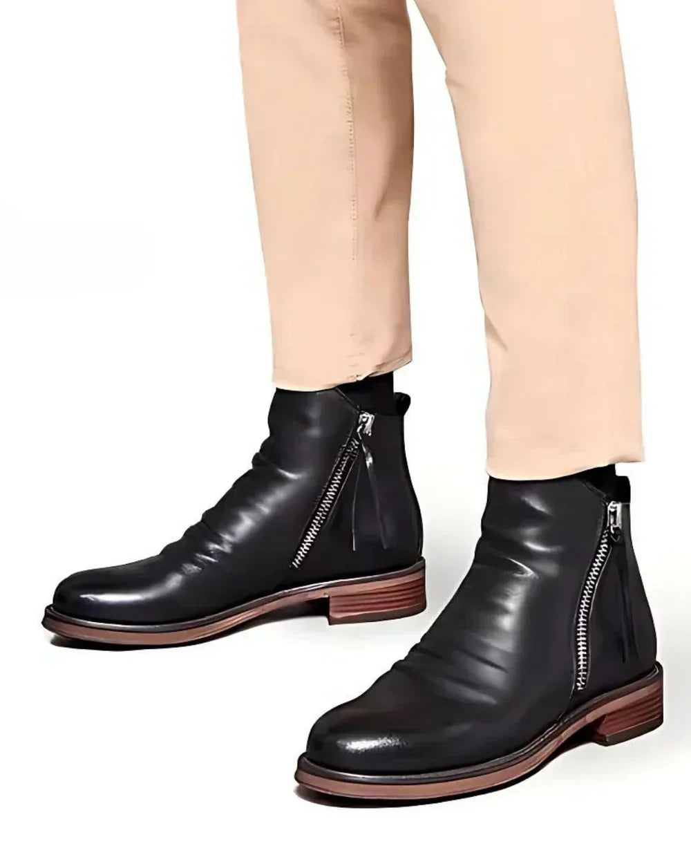 Herren Lederstiefel Stiefeletten Schnürsenkel Dunkelbraun - BerlinGlamour