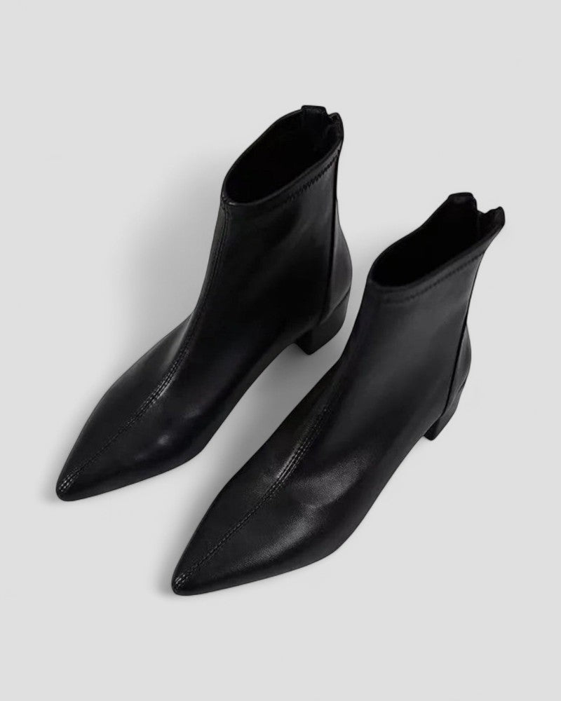 Lederstiefeletten mit Reißverschluss hinten und Blockabsatz 1