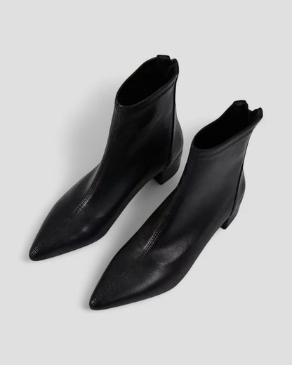 Lederstiefeletten mit Reißverschluss hinten und Blockabsatz 1