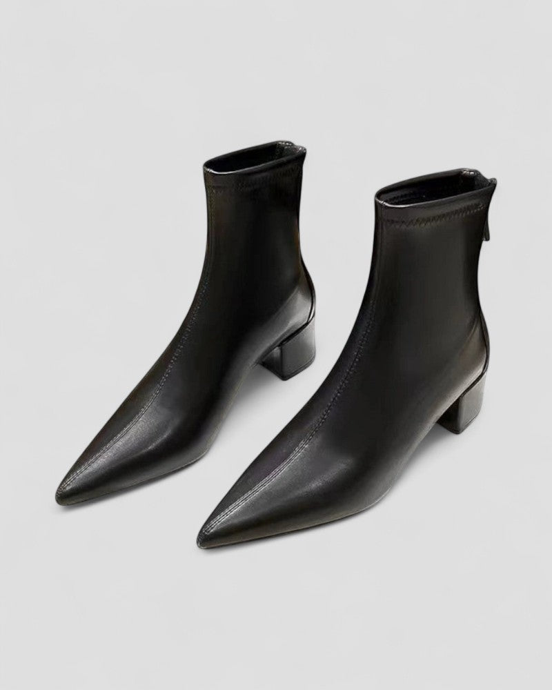Lederstiefeletten mit Reißverschluss hinten und Blockabsatz 2