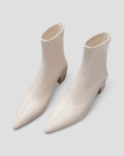 Lederstiefeletten mit Reißverschluss hinten und Blockabsatz 4