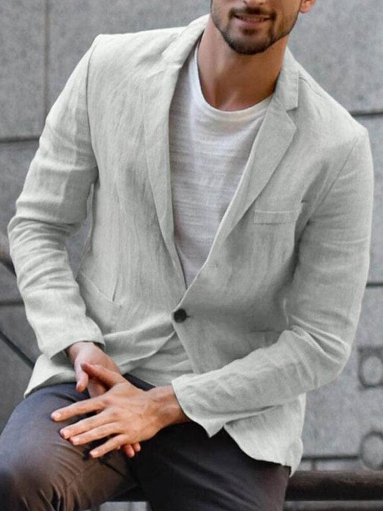 Leinenblazer – Leichte, einreihige Baumwollblazerjacke für Herren-Grau-M-Chaps Herrenmode