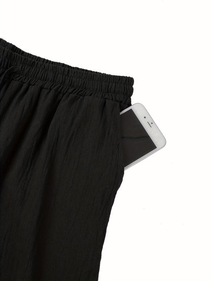 Leinenhose | Elastischer Bund | Kordelzug | Locker sitzende Hose | Herrenhose-Chaps Herrenmode