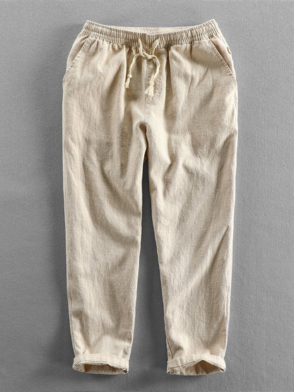 Herren Leinenhose Bequem Elastischer Bund Lockere Passform - BerlinGlamour