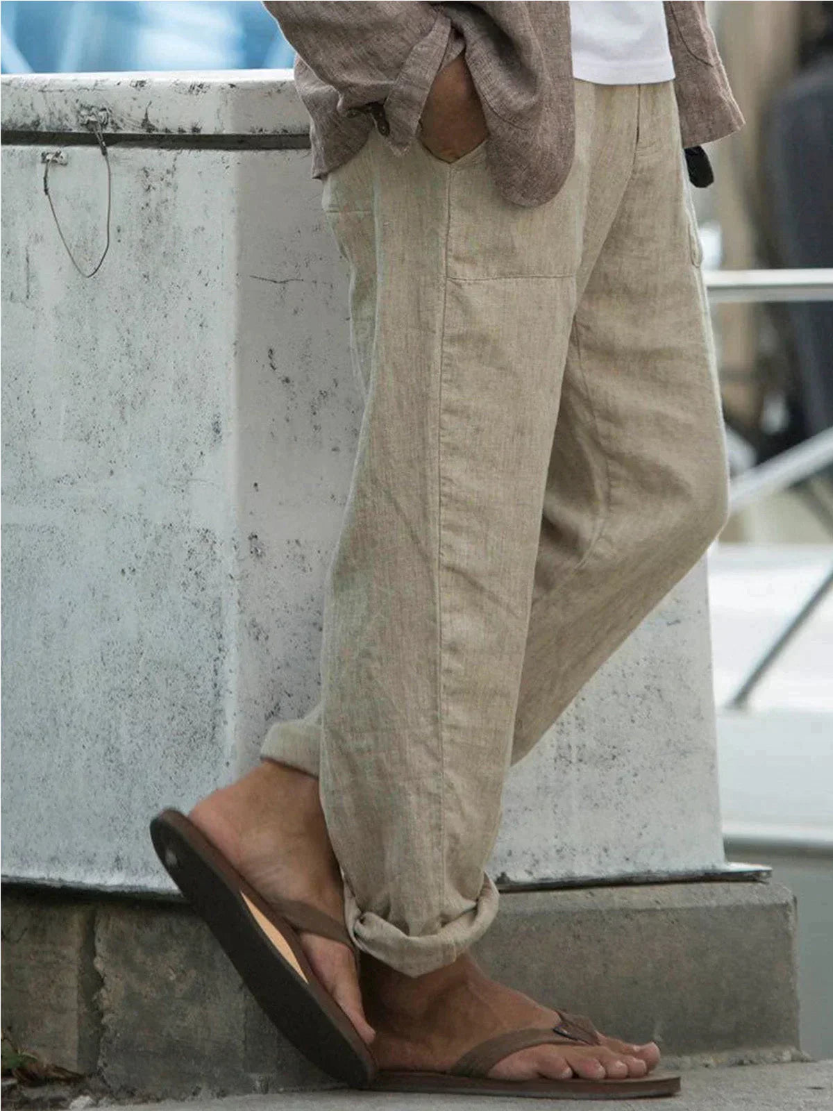 Leinenhose – Leichte Sommerhose für Männer mit geradem Bein-Chaps Herrenmode