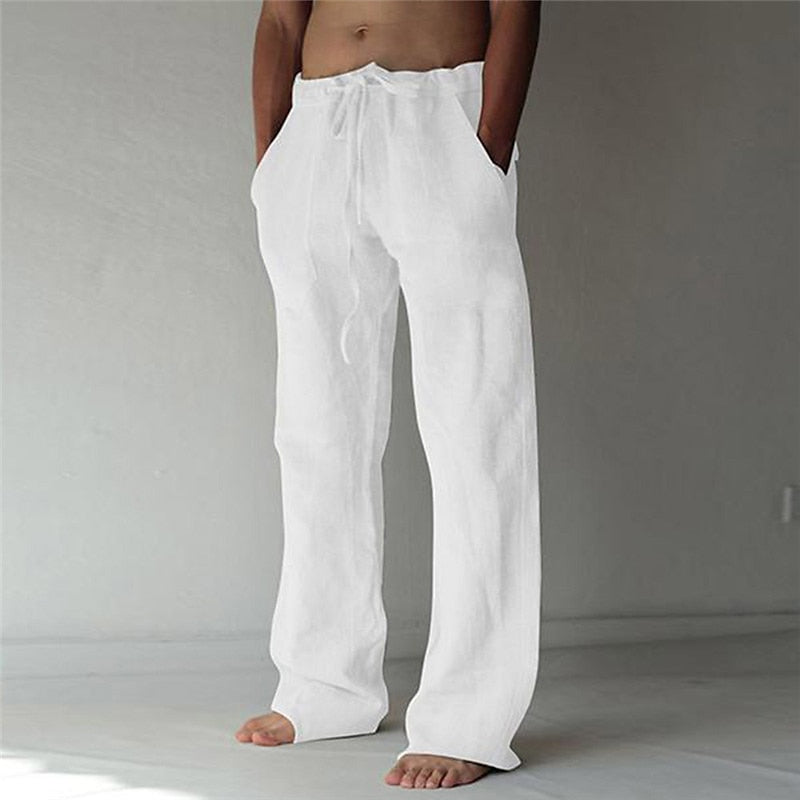 Herren Leinenhose Locker Sitzend Sommerhose Beige - BerlinGlamour