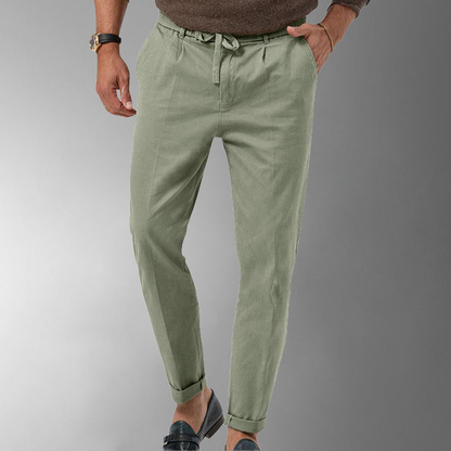 Leinenhose – atmungsaktive, schmal geschnittene Sommerhose für Herren-Grün-M-Chaps Herrenmode
