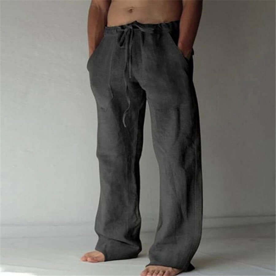 Leinenhose Herren Sommer lockere Passform mit Kordelzug - BerlinGlamour