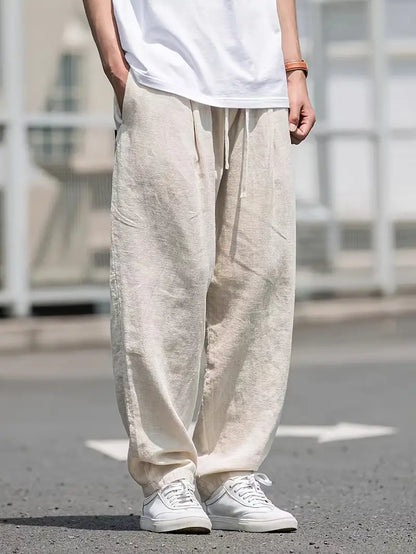Weite Leinenhose für Herren Elastisch Sommerweiß - BerlinGlamour
