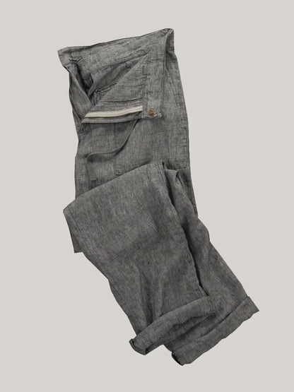 Leinenhosen - Taschen - Kordelzug - Sommerhosen - Leinenbekleidung für Männer-Grau-XS-Chaps Herrenmode