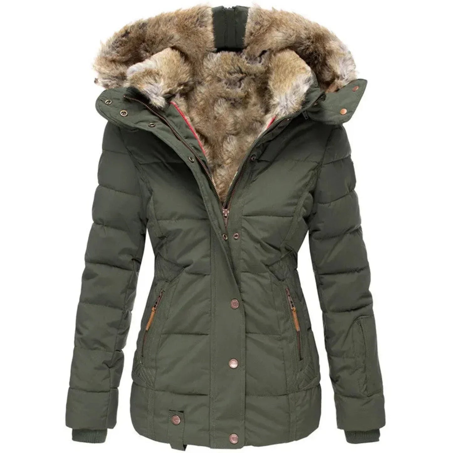Damen Winterjacke Modern Luxus Stil Schwarz