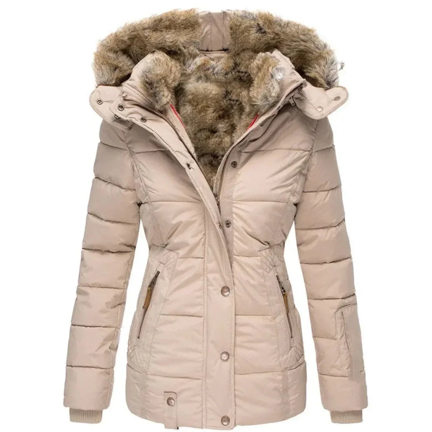 Damen Winterjacke Modern Luxus Stil Schwarz