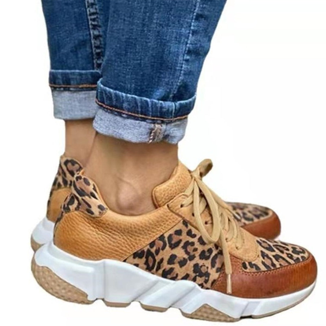 Damen Sneaker Leopardenmuster Frühling Schnürschuhe Modern