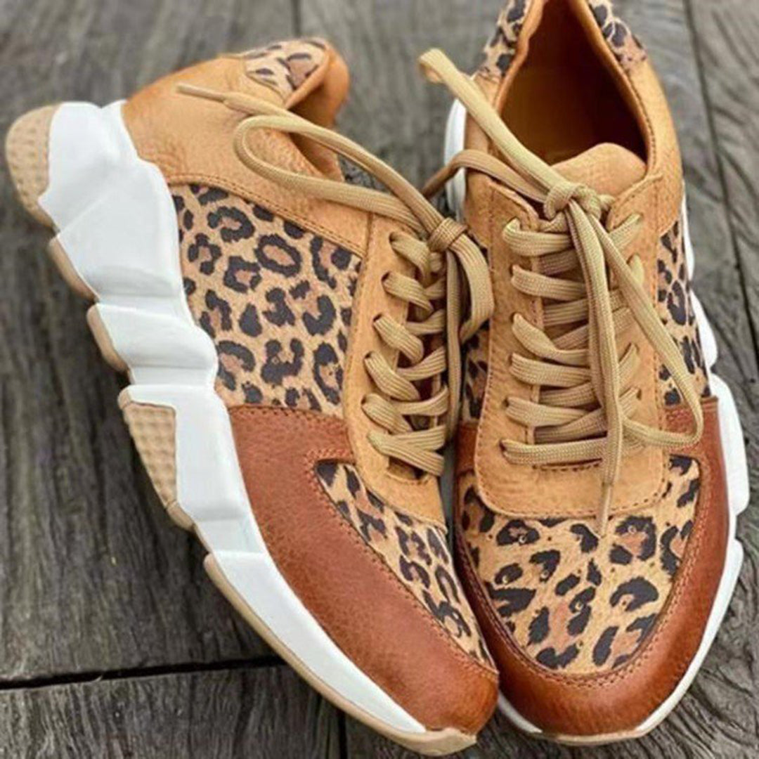 Damen Sneaker Leopardenmuster Frühling Schnürschuhe Modern - BerlinGlamour