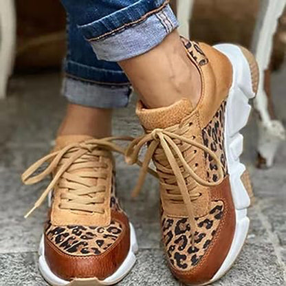 Damen Sneaker Leopardenmuster Frühling Schnürschuhe Modern