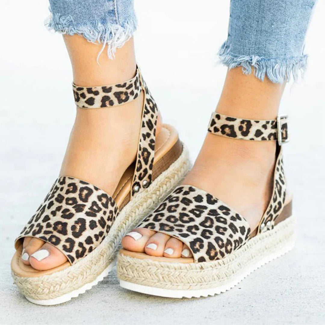 Damen Sandalen Espadrille Sohle Verstellbarer Riemen