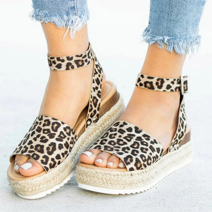 Damen Sandalen Espadrille Sohle Verstellbarer Riemen