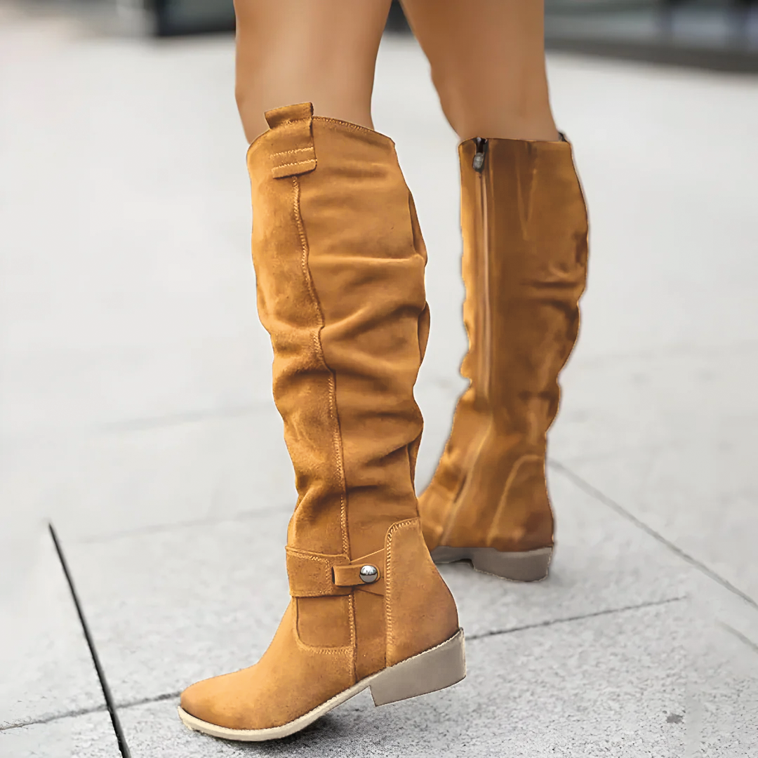 Stiefel Kniehoch Wildleder Braun Damen