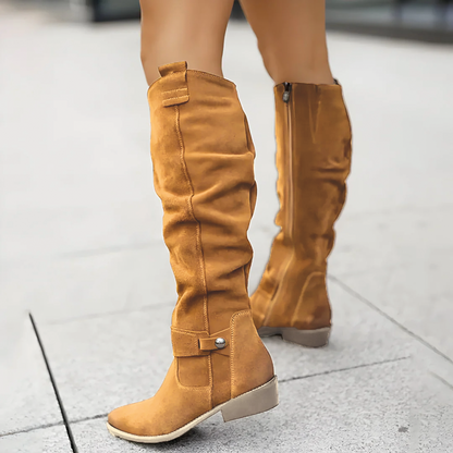 Stiefel Kniehoch Wildleder Braun Damen