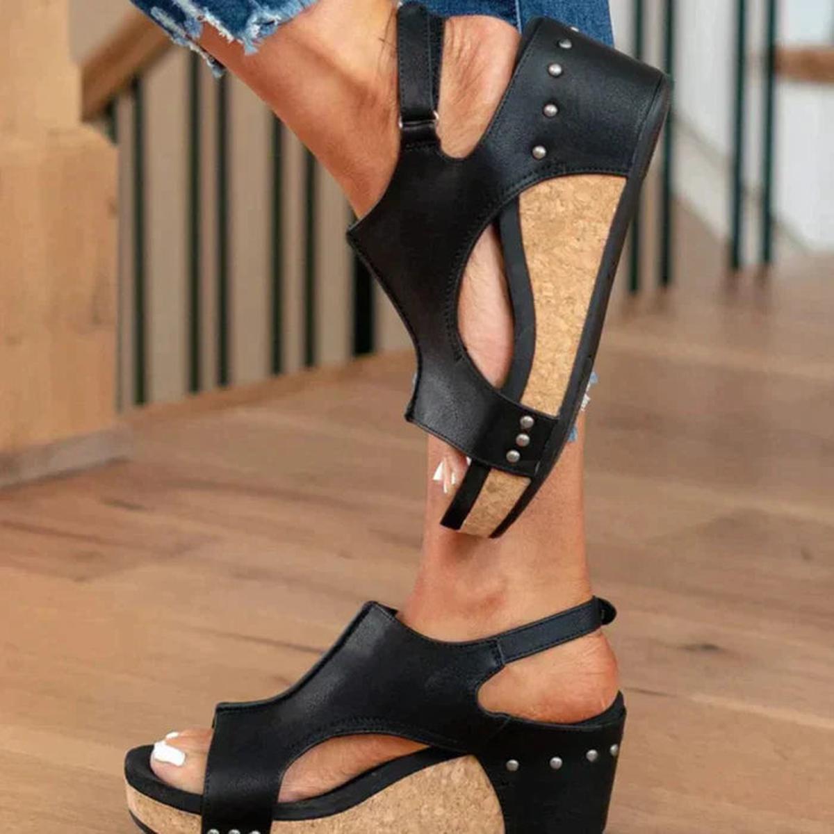 Damen Keilsandalen Offen Zehen Sandaletten Schuhe
