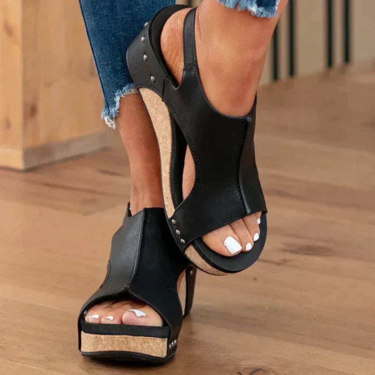 Damen Keilsandalen Offen Zehen Sandaletten Schuhe