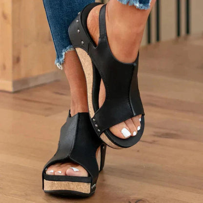 Damen Keilsandalen Offen Zehen Sandaletten Schuhe