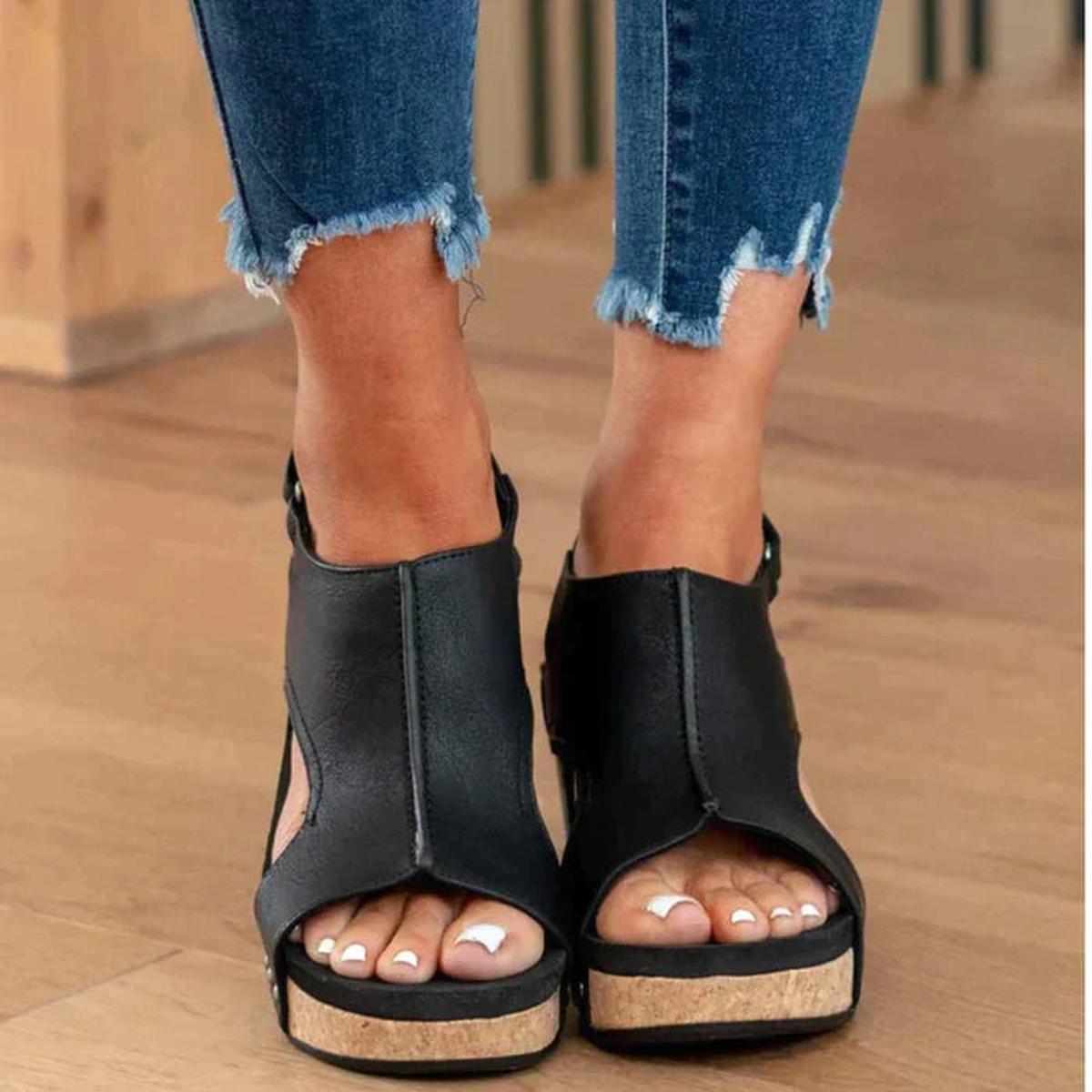 Damen Keilsandalen Offen Zehen Sandaletten Schuhe