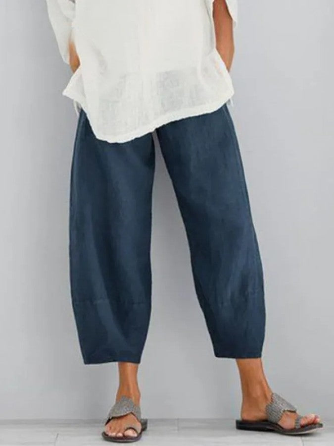 Sommerhose Damen Leicht Lockere Passform Baumwollhose