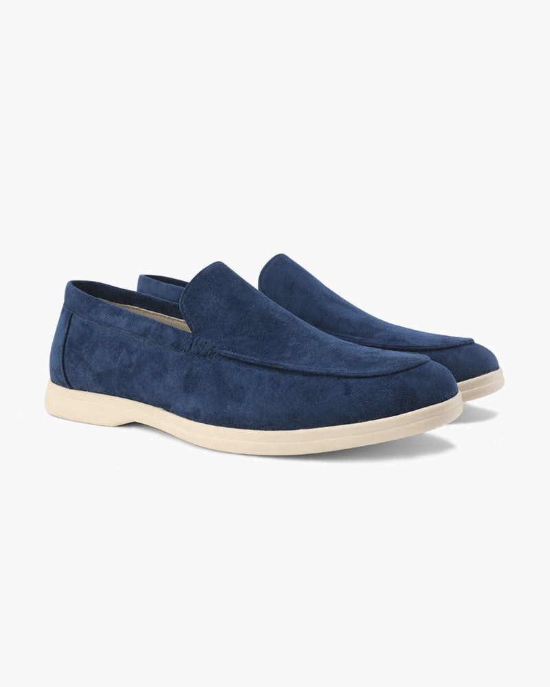 Marineblaue Zopfmuster Pullover Set mit Hose und Loafer