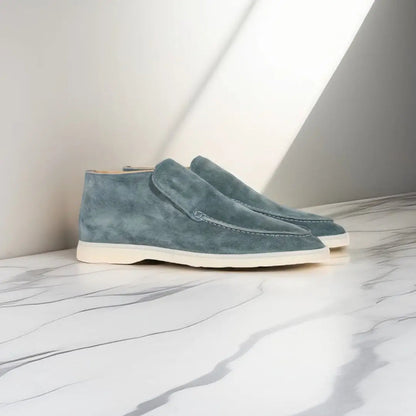 Loafers - Herren Slip-On Wildleder Loafers-Blau Grau-38-Chaps Herrenmode