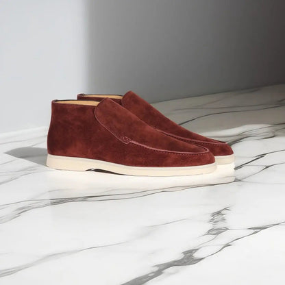 Loafers - Herren Slip-On Wildleder Loafers-Bordeaux-38-Chaps Herrenmode