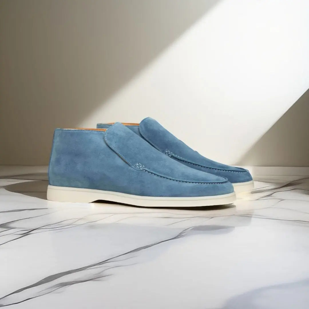 Loafers - Herren Slip-On Wildleder Loafers-Ozean-38-Chaps Herrenmode