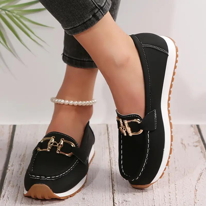 Damenschuhe Slip-On Loafer Metallschnalle Modern