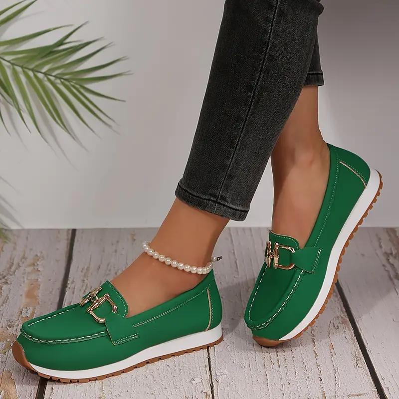 Damenschuhe Slip-On Loafer Metallschnalle Modern