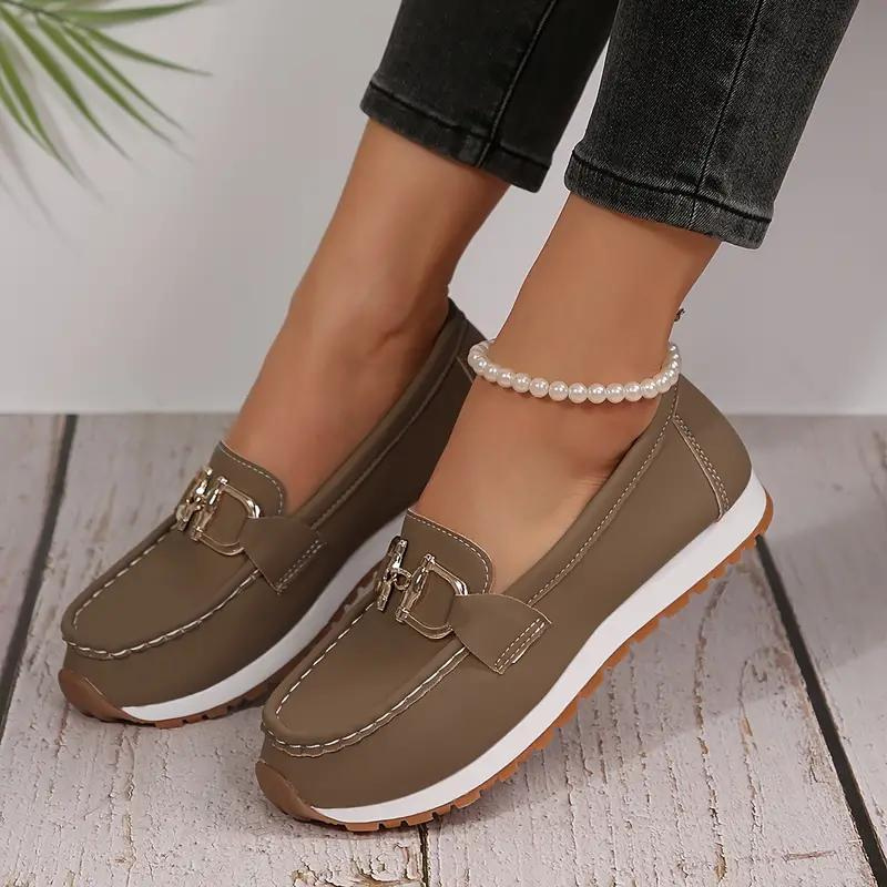 Damenschuhe Slip-On Loafer Metallschnalle Modern