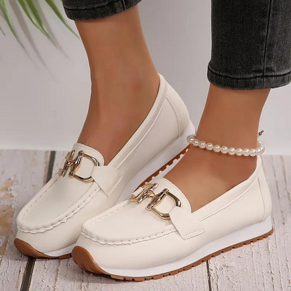 Damenschuhe Slip-On Loafer Metallschnalle Modern