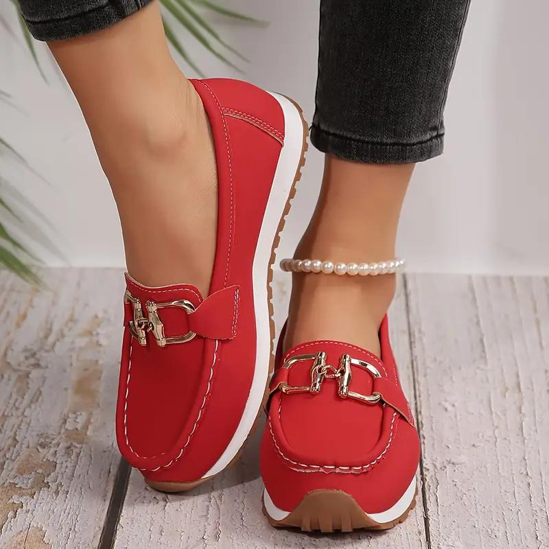 Damenschuhe Slip-On Loafer Metallschnalle Modern - BerlinGlamour