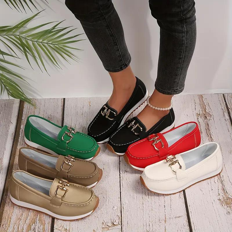 Damenschuhe Slip-On Loafer Metallschnalle Modern