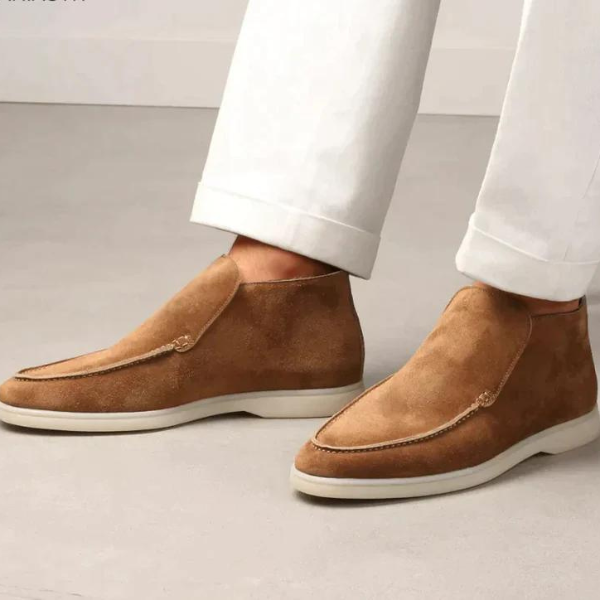 Herrenschuhe Leder Slip-Ons Loafers Wildleder Schwarz - BerlinGlamour