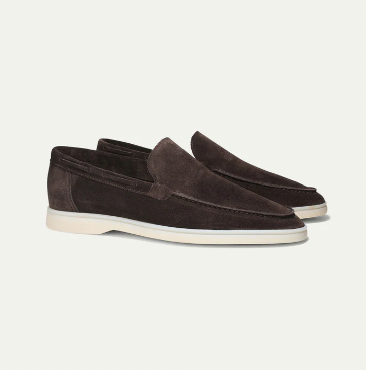 Loafers - Slipper- Leder- Wildleder Loafer- Herrenschuhe-Dunkelbraun-36-Chaps Herrenmode