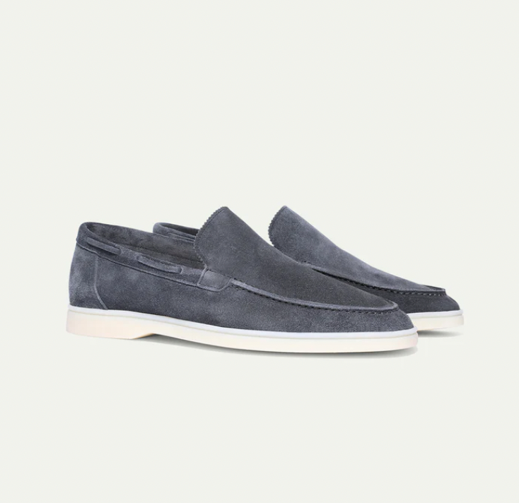 Loafers - Slipper- Leder- Wildleder Loafer- Herrenschuhe-Dunkelgrau-36-Chaps Herrenmode