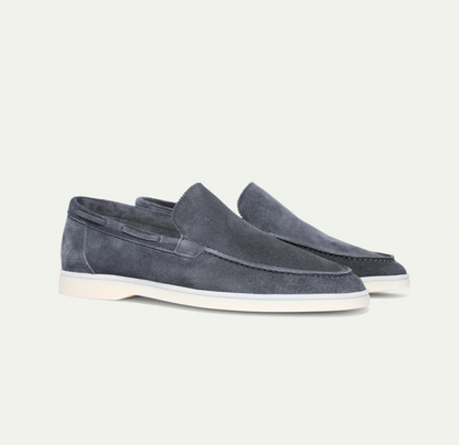 Loafers - Slipper- Leder- Wildleder Loafer- Herrenschuhe-Dunkelgrau-36-Chaps Herrenmode