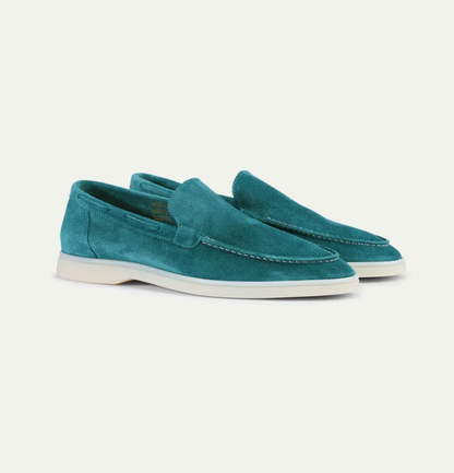 Loafers - Slipper- Leder- Wildleder Loafer- Herrenschuhe-Dunkeltürkis-36-Chaps Herrenmode
